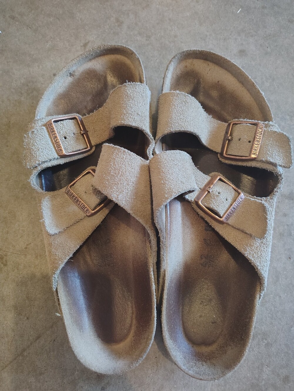Birkenstock Men's Taupe Suede Double-Buckle Sandals